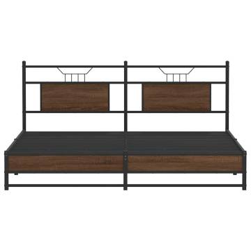 Metal Bed Frame Without Mattress - Brown Oak Super King 180x200 cm