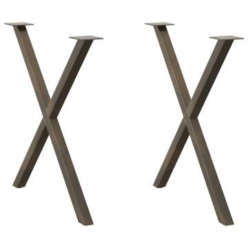 X-Shaped Dining Table Legs - Natural Steel - 2 pcs | Hipomarket