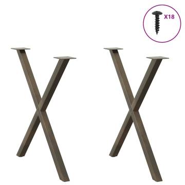 X-Shaped Dining Table Legs - Natural Steel - 2 pcs | Hipomarket