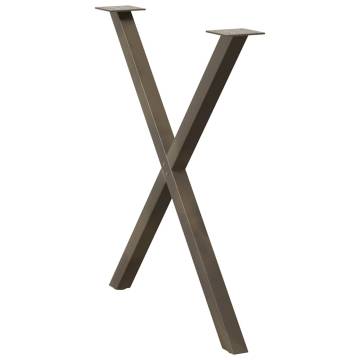 X-Shaped Dining Table Legs - Natural Steel - 2 pcs | Hipomarket