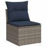 10 Piece Garden Sofa Set with Cushions - Grey Poly Rattan