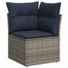 10 Piece Garden Sofa Set with Cushions - Grey Poly Rattan