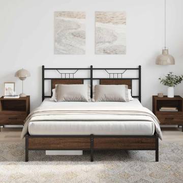 Brown Oak King Size Bed Frame 150x200 cm - Durable & Stylish