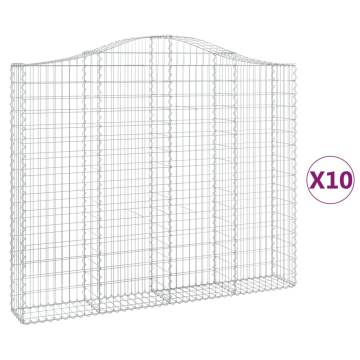 Arched Gabion Baskets - 10 pcs Galvanised Iron | Hipomarket