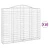 Arched Gabion Baskets - 10 pcs Galvanised Iron | Hipomarket