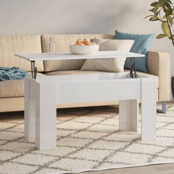 High Gloss White Coffee Table - Versatile Lift-Top Design