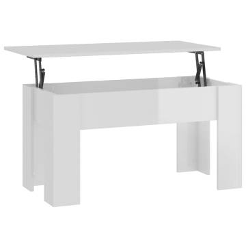 High Gloss White Coffee Table - Versatile Lift-Top Design