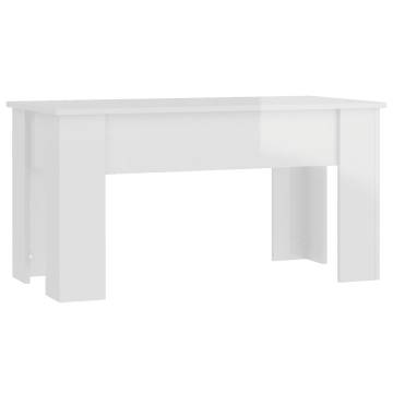 High Gloss White Coffee Table - Versatile Lift-Top Design