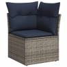 9 Piece Garden Sofa Set with Cushions - Grey Poly Rattan