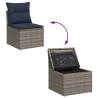 9 Piece Garden Sofa Set with Cushions - Grey Poly Rattan