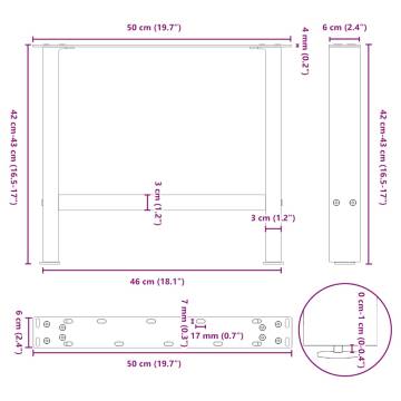 Black Coffee Table Legs 50x(42-43) cm - 2 pcs Steel