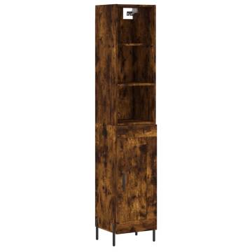 Stylish Highboard in Smoked Oak - 34.5x34x180 cm Engineered Wood