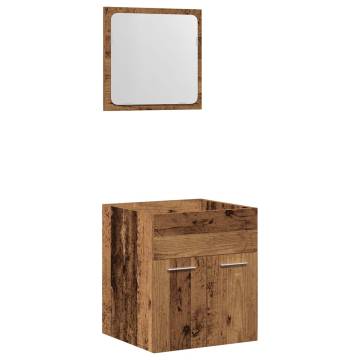 2 Piece Bathroom Furniture Set - Old Wood Finish | HipoMarket