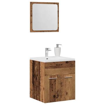 2 Piece Bathroom Furniture Set - Old Wood Finish | HipoMarket