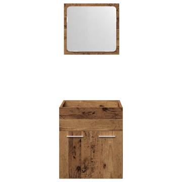 2 Piece Bathroom Furniture Set - Old Wood Finish | HipoMarket