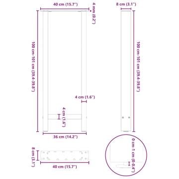 Coffee Table Legs Natural Steel - 2 pcs 40x(100-101) cm