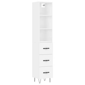 Stylish Highboard White 34.5x34x180 cm - Hipomarket