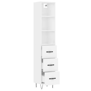 Stylish Highboard White 34.5x34x180 cm - Hipomarket