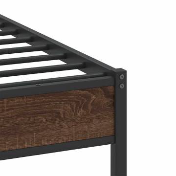 Brown Oak Bed Frame 90x200 cm - Engineered Wood | Hipo Market