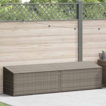 Garden Storage Box Grey 220x50x58 cm - Durable Poly Rattan