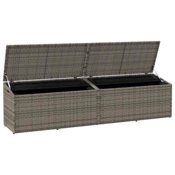 Garden Storage Box Grey 220x50x58 cm - Durable Poly Rattan