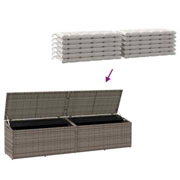 Garden Storage Box Grey 220x50x58 cm - Durable Poly Rattan