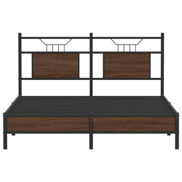 Brown Oak Bed Frame without Mattress - 137x190 cm | Hipomarket