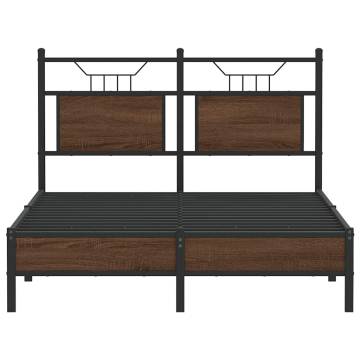 Brown Oak Bed Frame 120x190 cm - Small Double - Engineered Wood