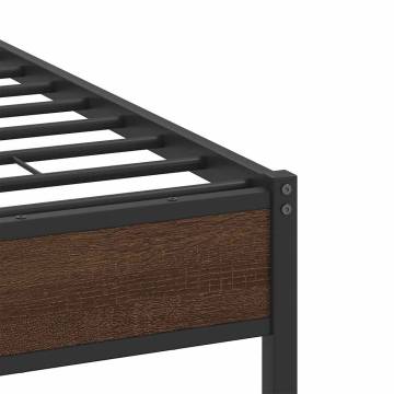 Brown Oak Bed Frame 120x190 cm - Small Double - Engineered Wood