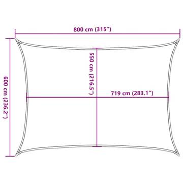 Sunshade Sail 6x8m Rectangular Orange - Durable HDPE Protection