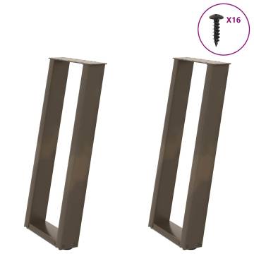 U-Shaped Console Table Legs - Natural Steel 38x(72-73) cm