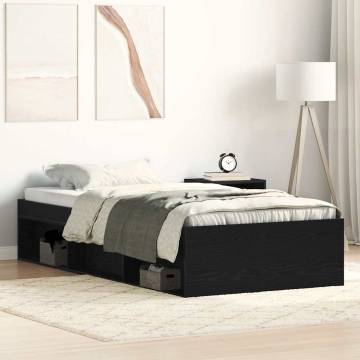 Black Oak Bed Frame 100x200 cm - Stylish & Durable Design