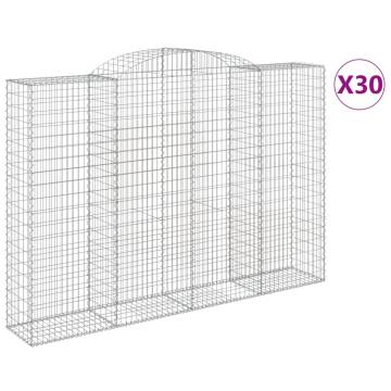 Arched Gabion Baskets - 30 pcs | Galvanised Iron 300x50x200/220 cm