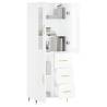 Elegant Highboard in High Gloss White | 69.5x34x180 cm