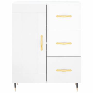 Elegant Highboard in High Gloss White | 69.5x34x180 cm