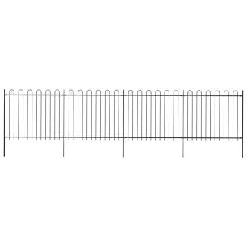 Garden Fence with Hoop Top Steel 6.8x1.5 m Black | HipoMarket