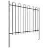 Garden Fence with Hoop Top Steel 6.8x1.5 m Black | HipoMarket