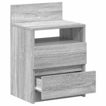 Stylish Grey Sonoma Bedside Cabinets - 2 Drawers Set