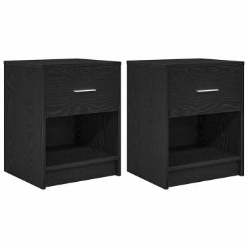 Stylish Black Bedside Cabinets - 2 pcs with Drawer 40x34x50 cm