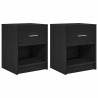 Stylish Black Bedside Cabinets - 2 pcs with Drawer 40x34x50 cm