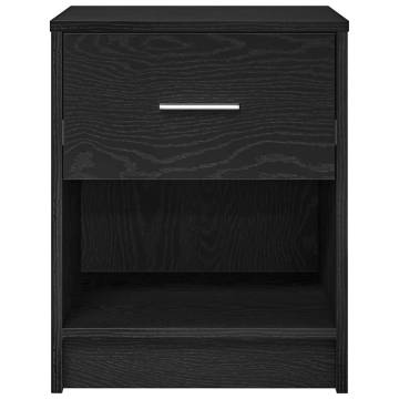 Stylish Black Bedside Cabinets - 2 pcs with Drawer 40x34x50 cm