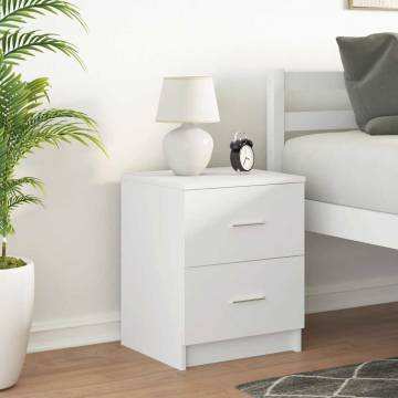 Stylish Bedside Cabinet with 2 Drawers in White - 40x36x50 cm