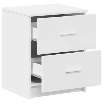 Stylish Bedside Cabinet with 2 Drawers in White - 40x36x50 cm