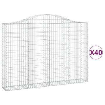 Arched Gabion Baskets - 40 pcs Galvanised Iron | HipoMarket