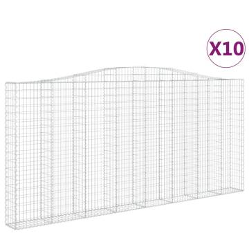 Arched Gabion Baskets – 10 pcs Galvanised Iron Garden Barriers