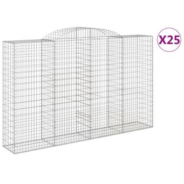 Arched Gabion Baskets - 25 pcs (300x50x180/200 cm) | HipoMarket UK