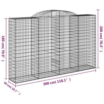 Arched Gabion Baskets - 25 pcs (300x50x180/200 cm) | HipoMarket UK