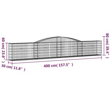 Arched Gabion Baskets - 5 pcs Galvanised Iron | HipoMarket UK