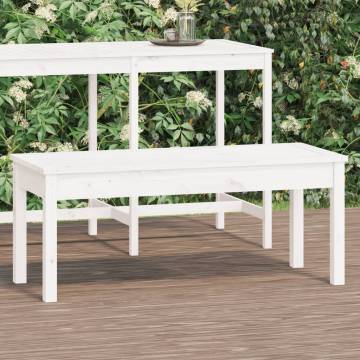 White Garden Bench 109x44x45 cm Solid Pine - Hipomarket