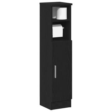 Stylish Bathroom Cabinet with Roll Holder - Black 20.5x22x90 cm